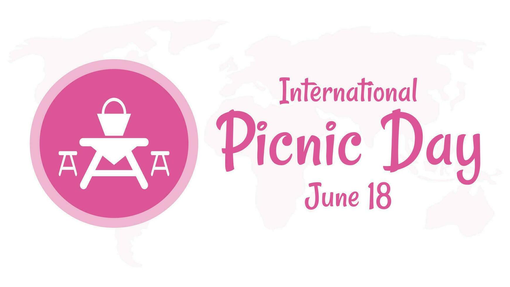 Internationale picknick dag met tafel en voedsel mand icoon in vlak ontwerp en roze kleur vector