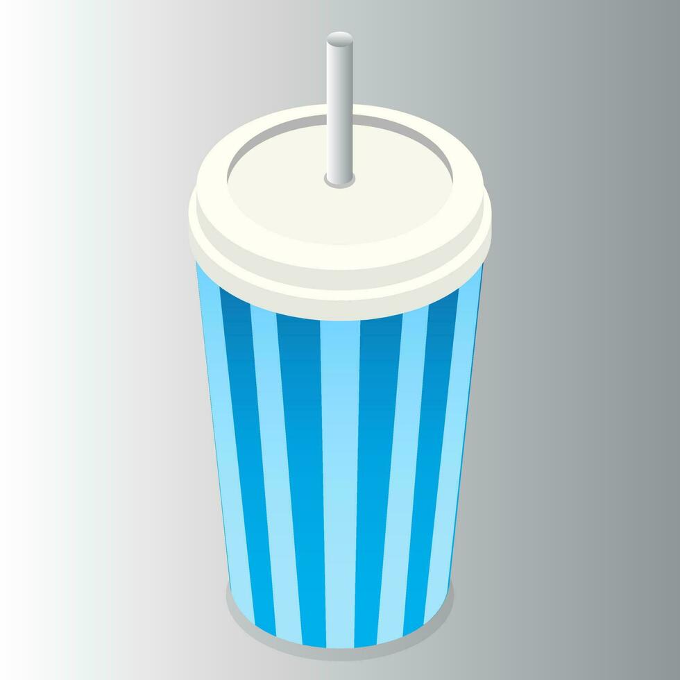 realistisch zacht drinken beschikbaar glas Aan grijs achtergrond. vector