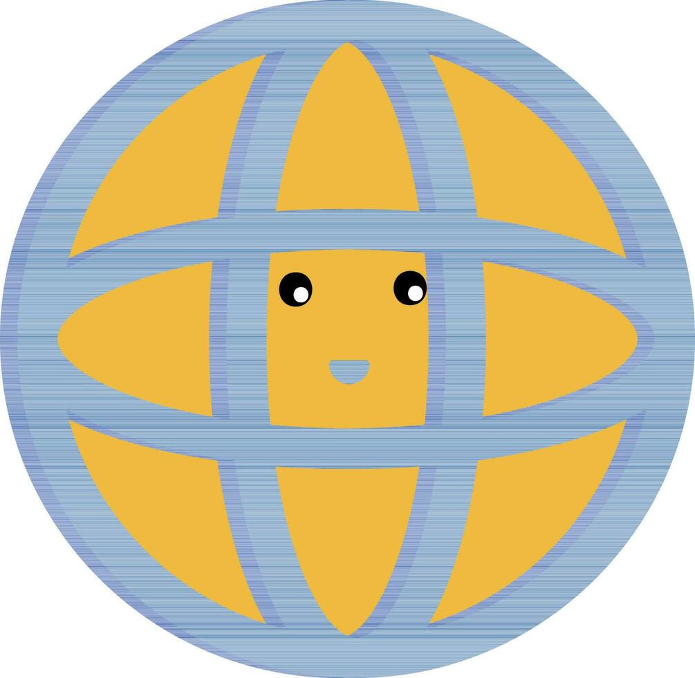 smiley gezicht wereldbol icoon in blauw en wit kleur. vector