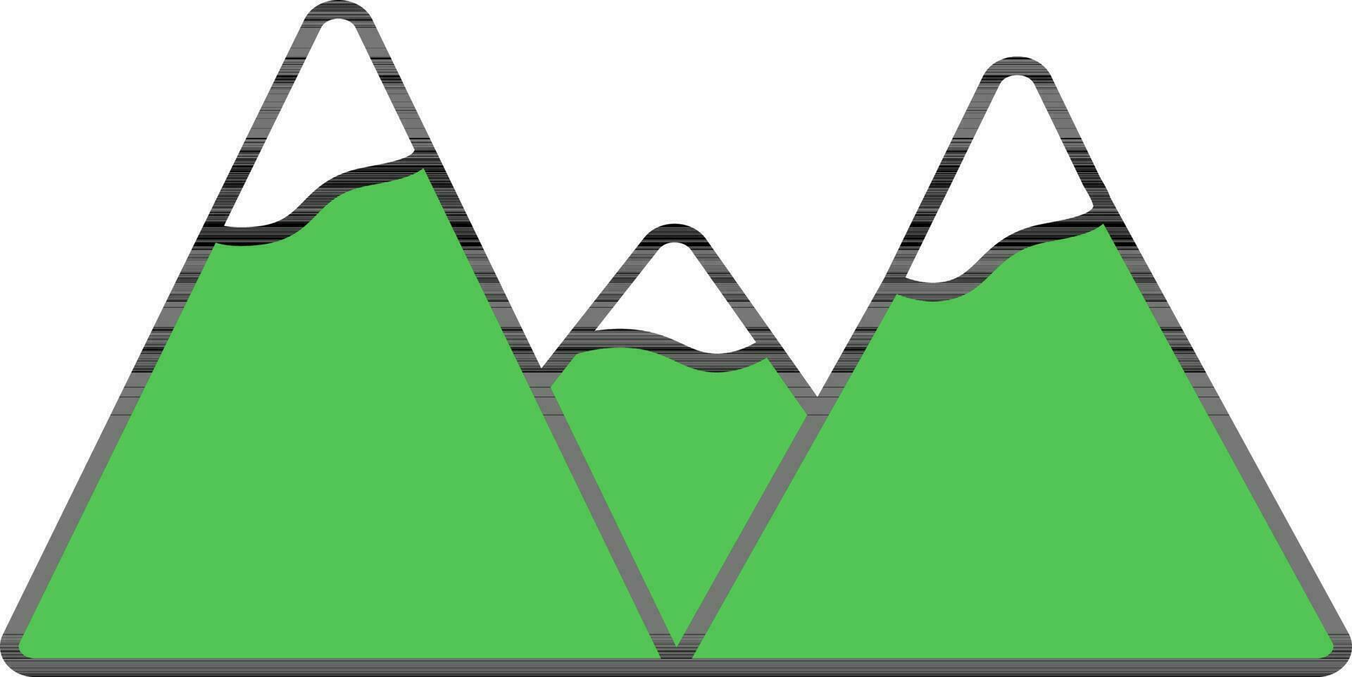 berg icoon in groen en wit kleur. vector