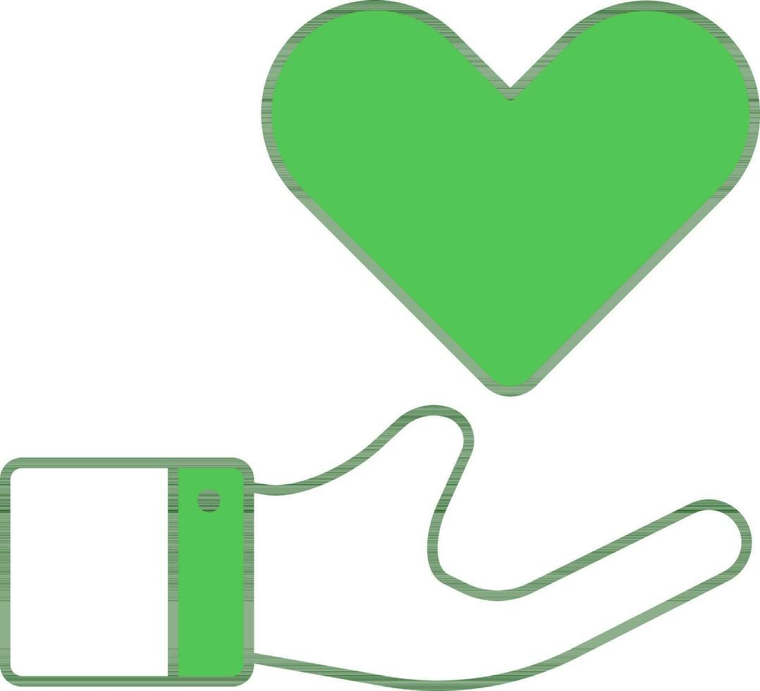 hart zorg icoon in groen en wit kleur. vector