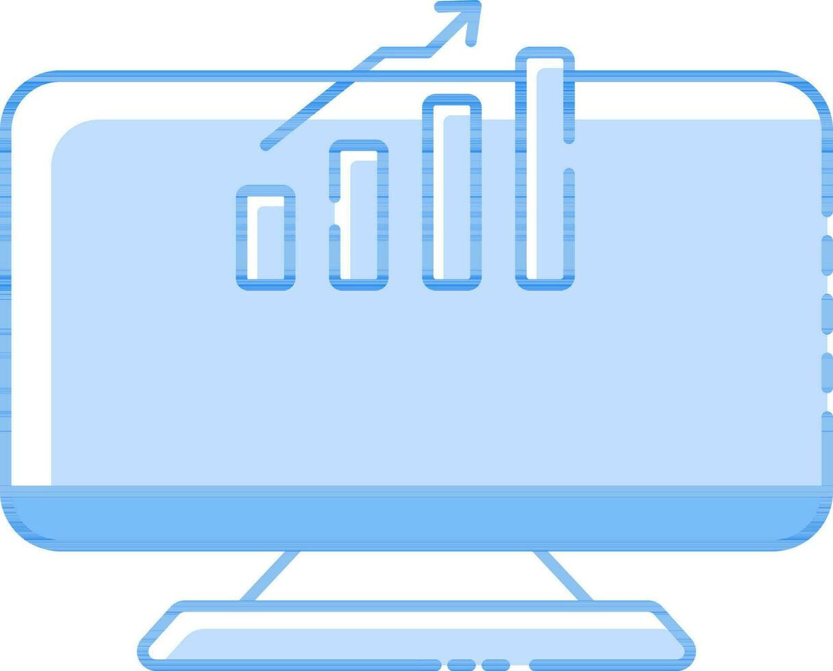 bar diagram in bureaublad scherm blauw icoon. vector