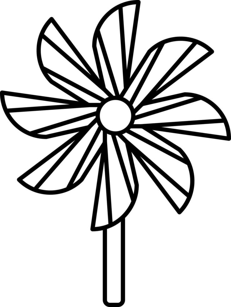 pinwheel icoon in zwart schets. vector