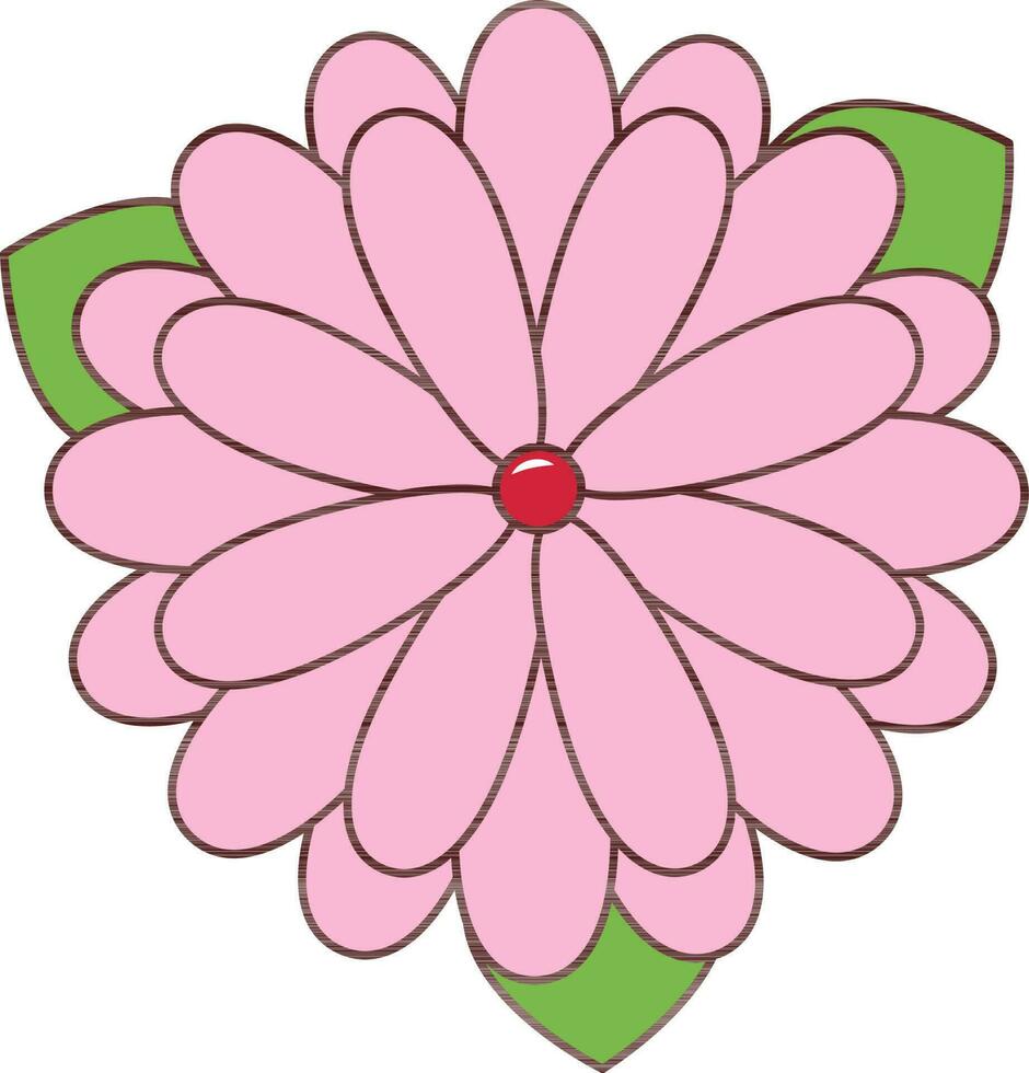 roze kleur bloem met groen blad icoon. vector