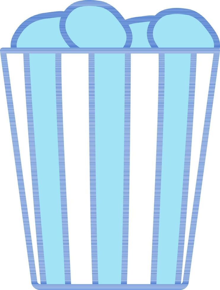 kip popcorn icoon in blauw en wit kleur. vector