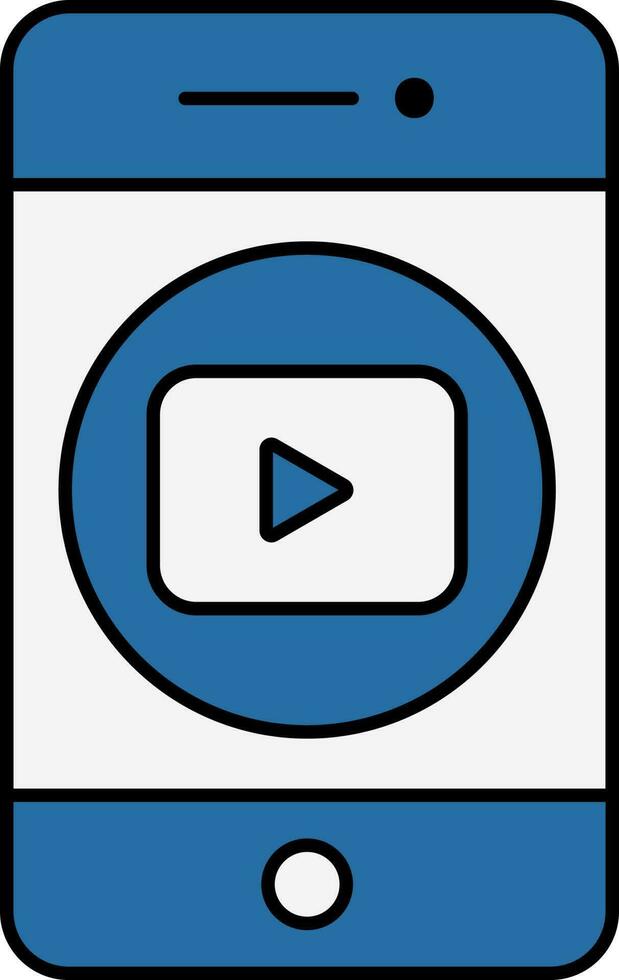 blauw en wit kleur video speler in smartphone icoon. vector