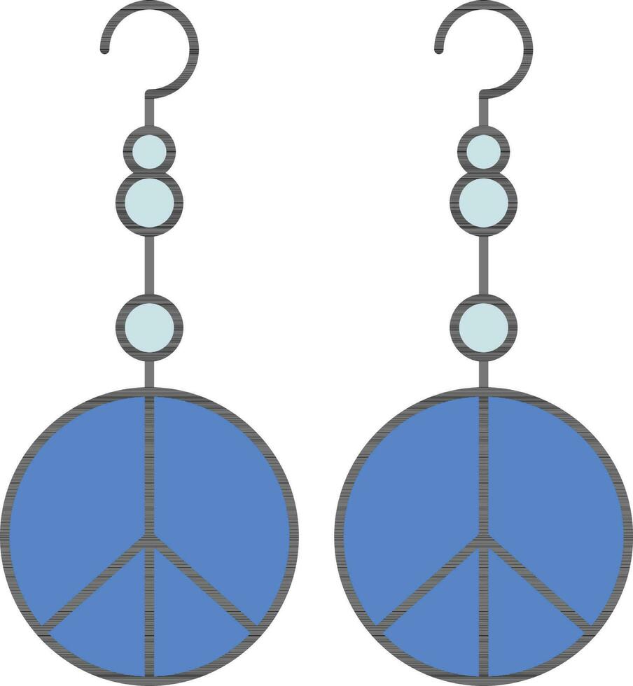 vrede symbool oorbellen icoon in blauw en zwart kleur. vector