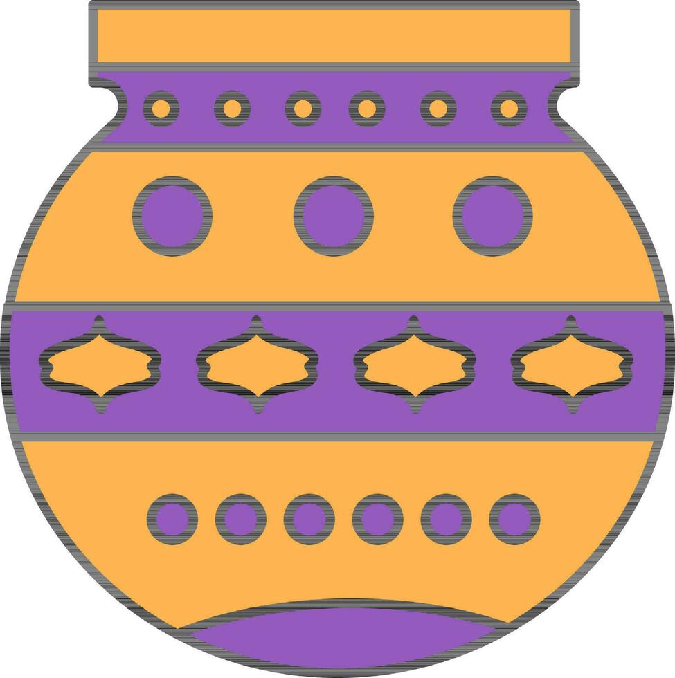 illustratie van modder of klei pot in paars en geel kleur. vector