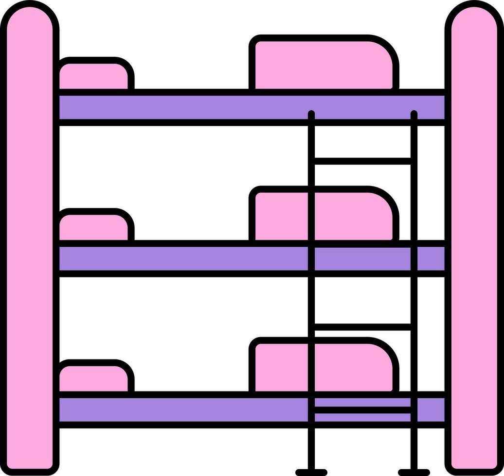 illustratie van stapelbed bed icoon in roze en Purper kleur. vector