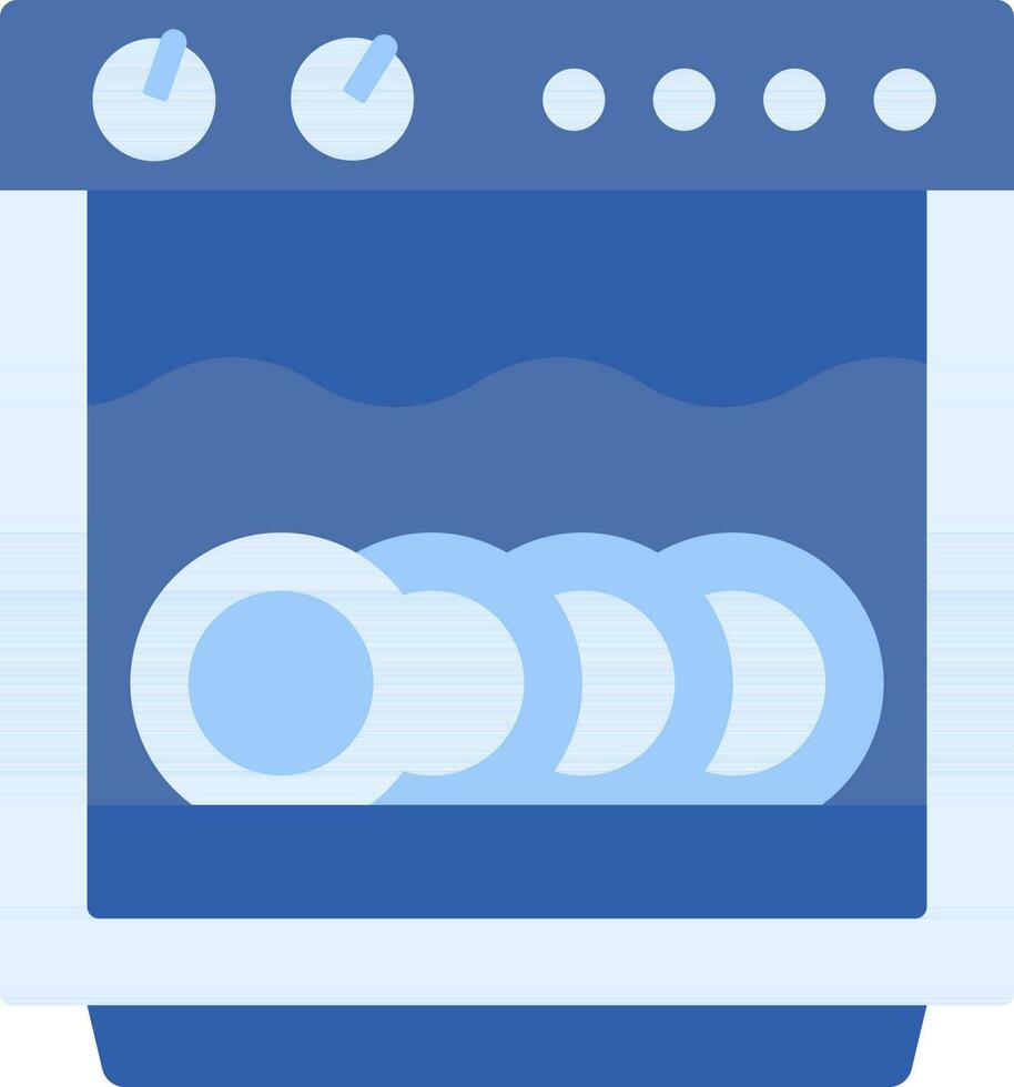 illustratie van vaatwasser icoon in blauw kleur. vector