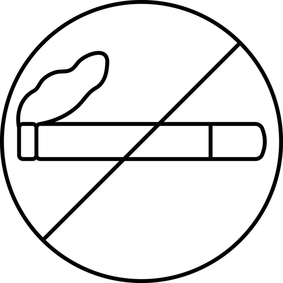 Nee roken icoon of symbool in zwart lijn kunst. vector