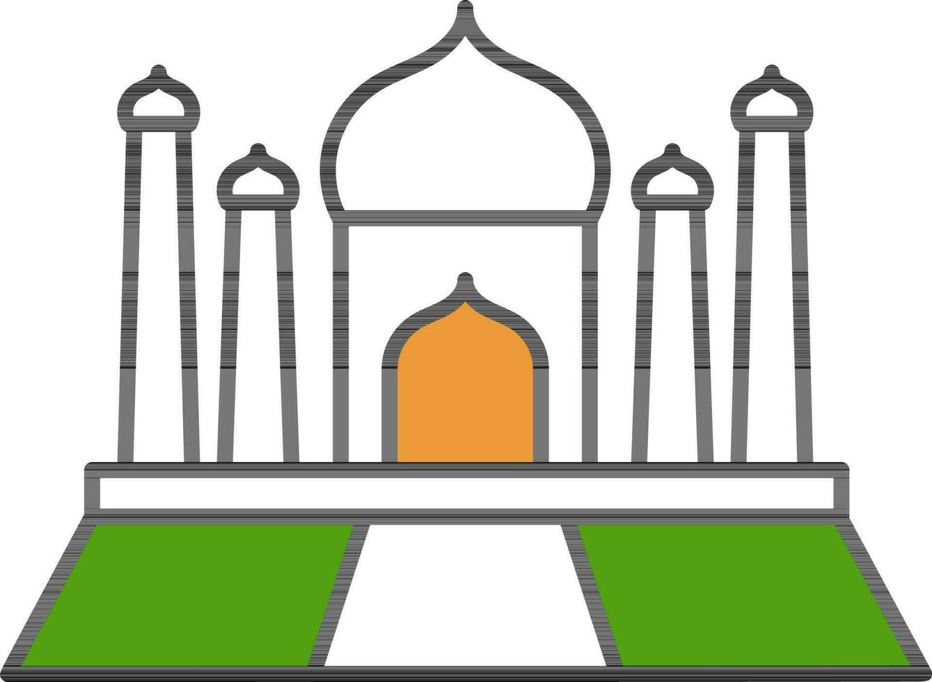 driekleur taj mahal icoon in vlak stijl. vector