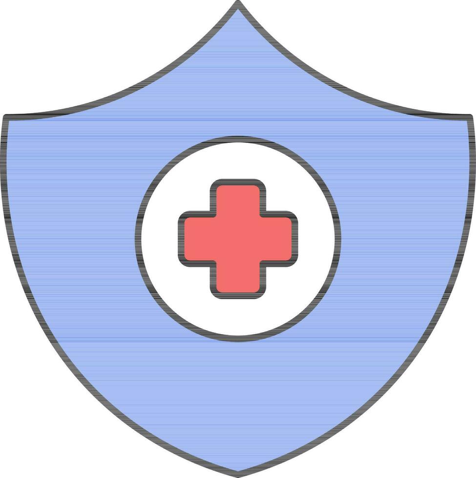 vlak stijl Gezondheid verzekering icoon in blauw en rood kleur. vector