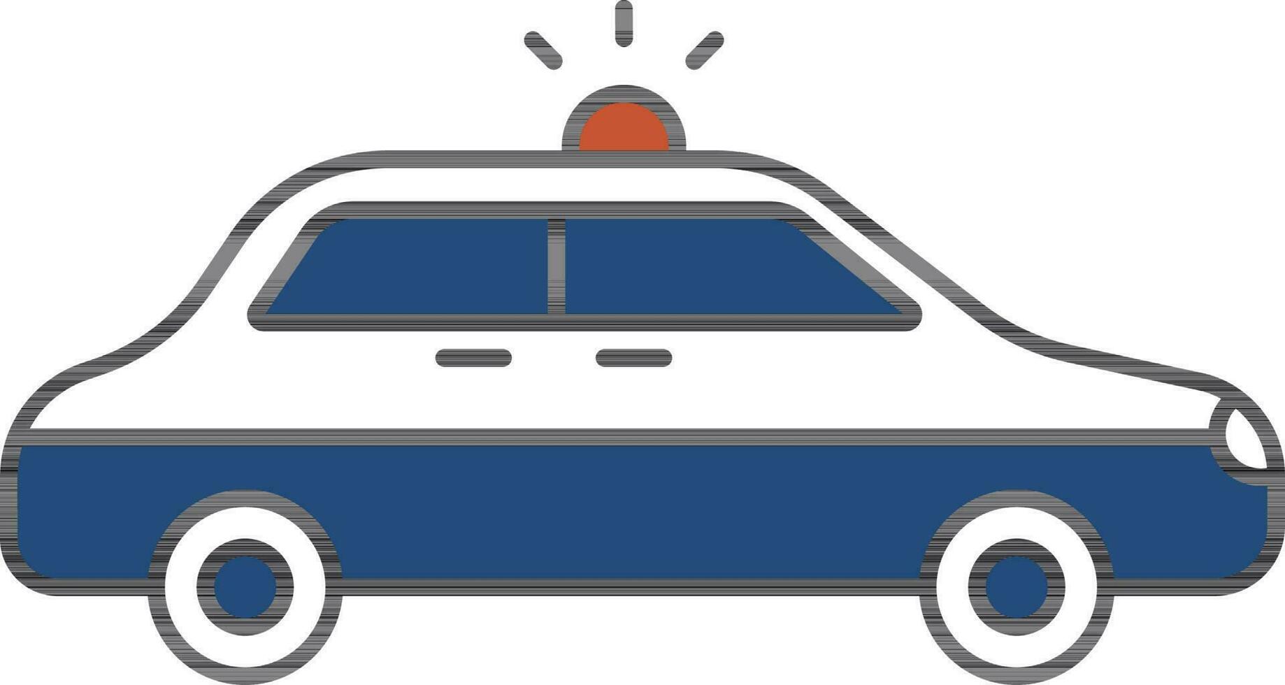 Politie auto icoon in blauw en wit kleur. vector