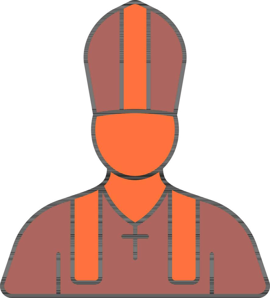 gezichtsloos paus tekenfilm oranje en bruin icoon. vector