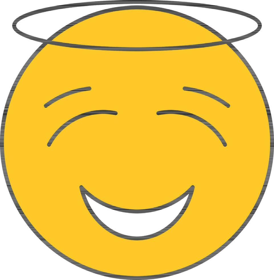 wit en geel smiley halo emoji icoon of symbool. vector