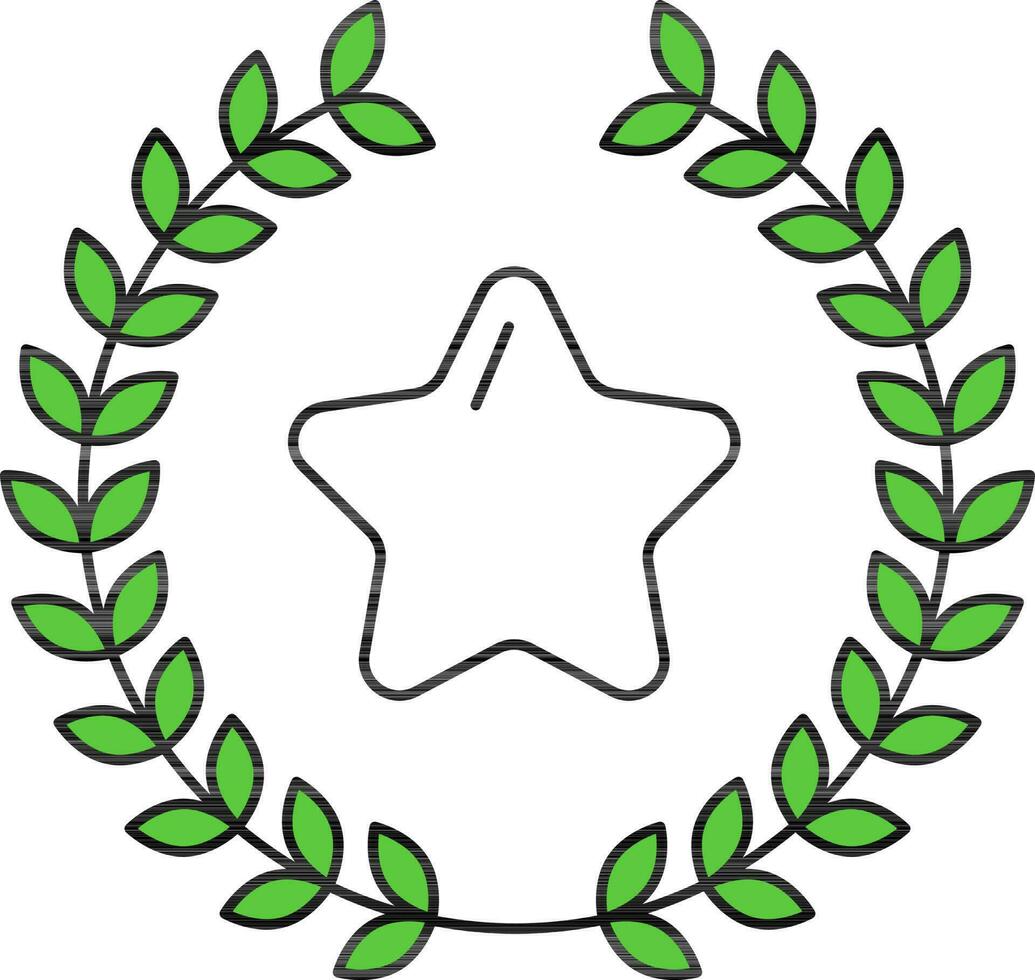 vlak stijl ster met laurier krans groen en wit icoon. vector