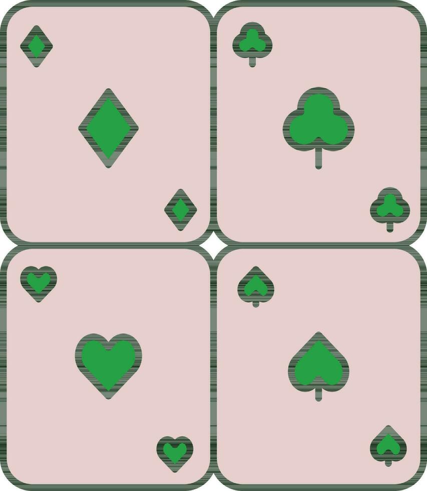 poker kaarten icoon in roze en groen kleur. vector