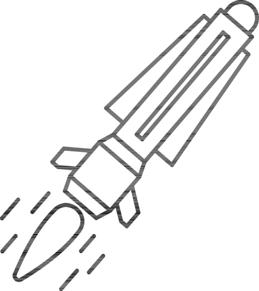 illustratie van raket of raket icoon in vlak stijl. vector