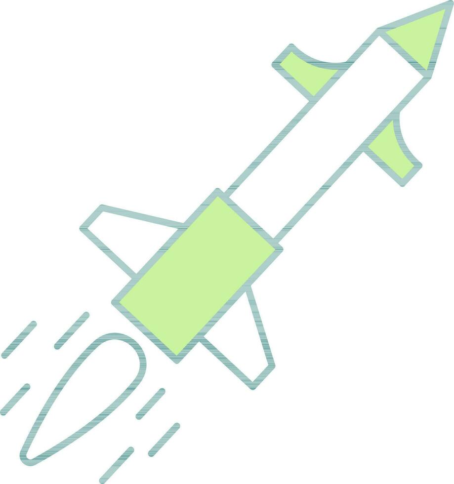 illustratie van raket of raket icoon in groen en wit kleur. vector