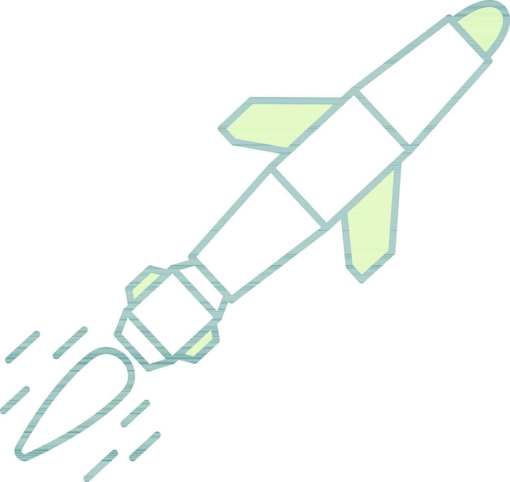 geïsoleerd groen en wit kleur raket icoon in vlak stijl. vector