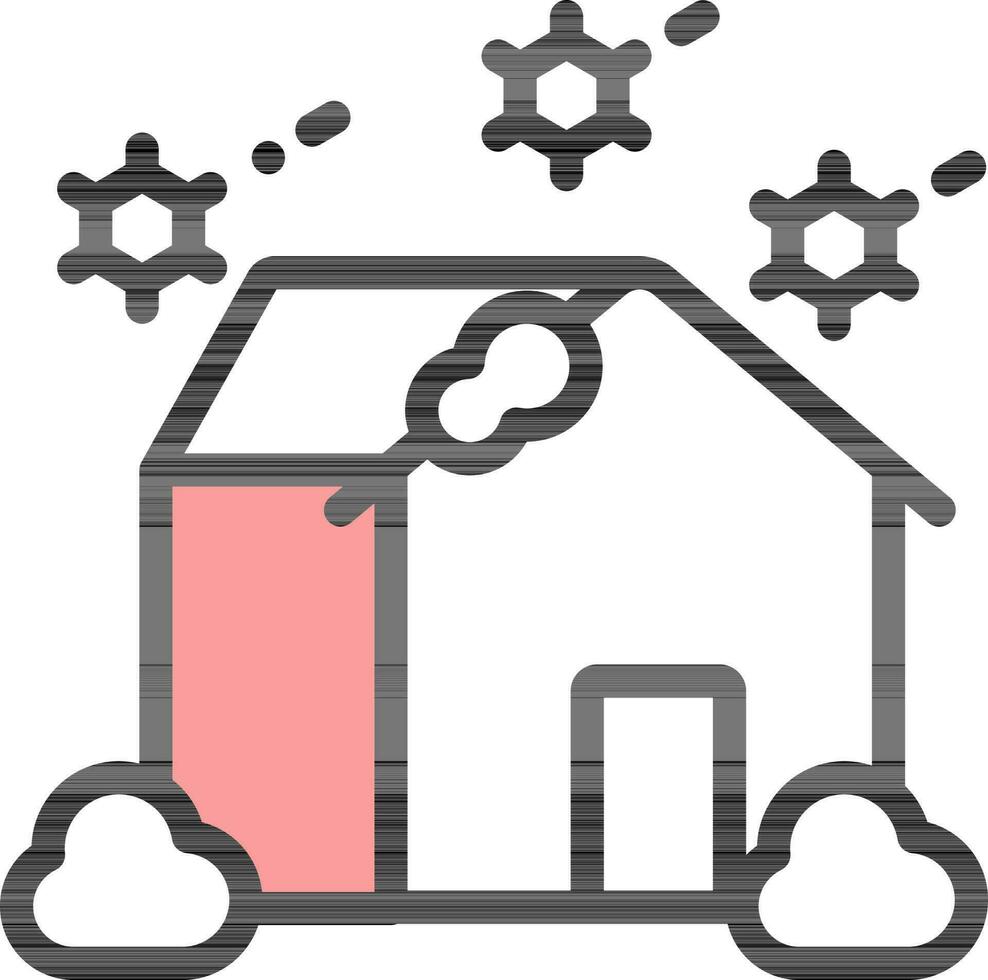 illustratie van huis met sneeuwval icoon in vlak stijl. vector