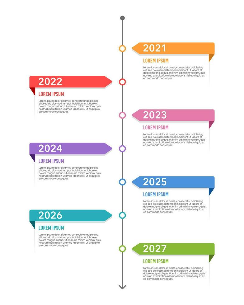 infographic tijdlijn bedrijf 7e verjaardag. mijlpaal, routekaart. vector illustratie.