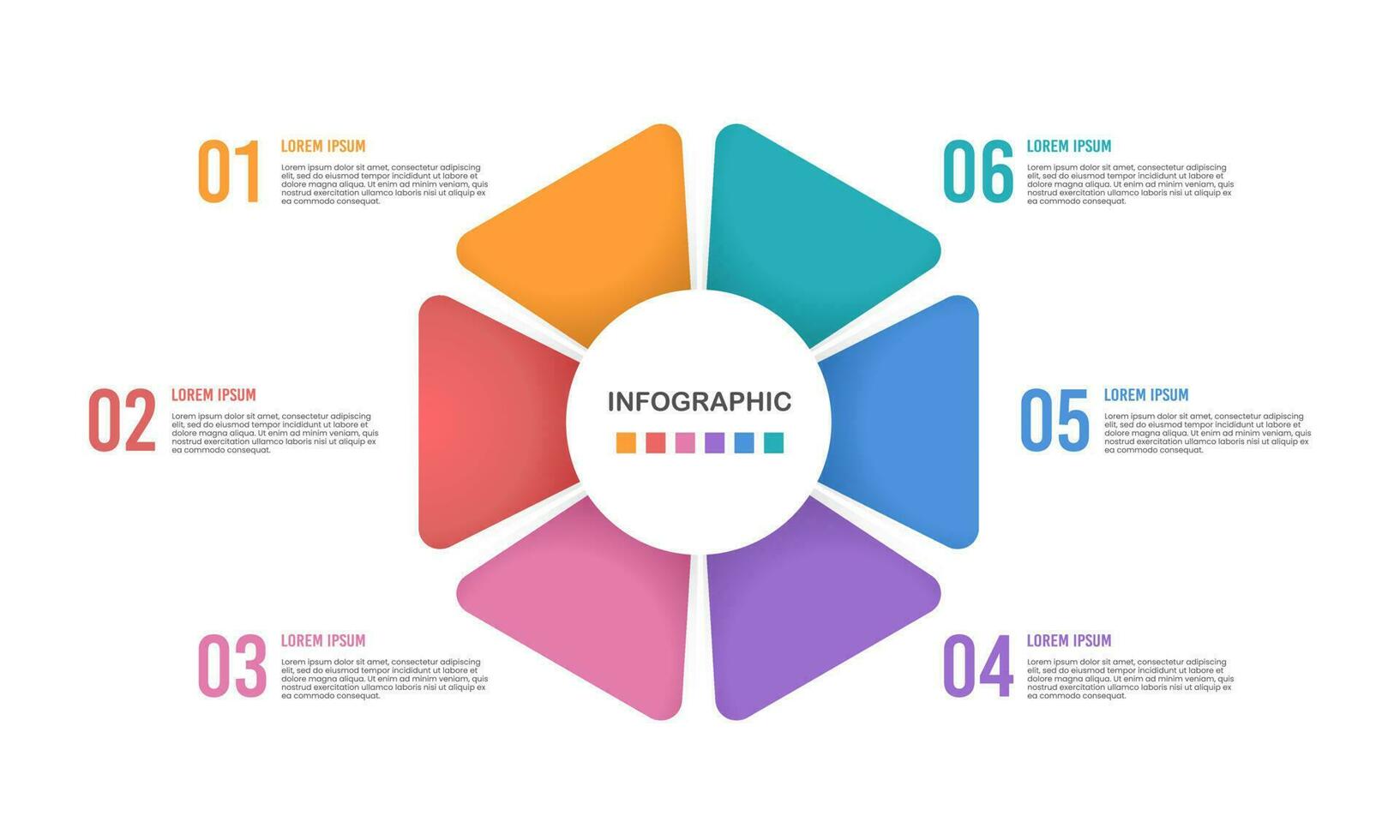 6-bloemblad bloem infografisch. afzet en bedrijf strategie infografisch. vector illustratie.