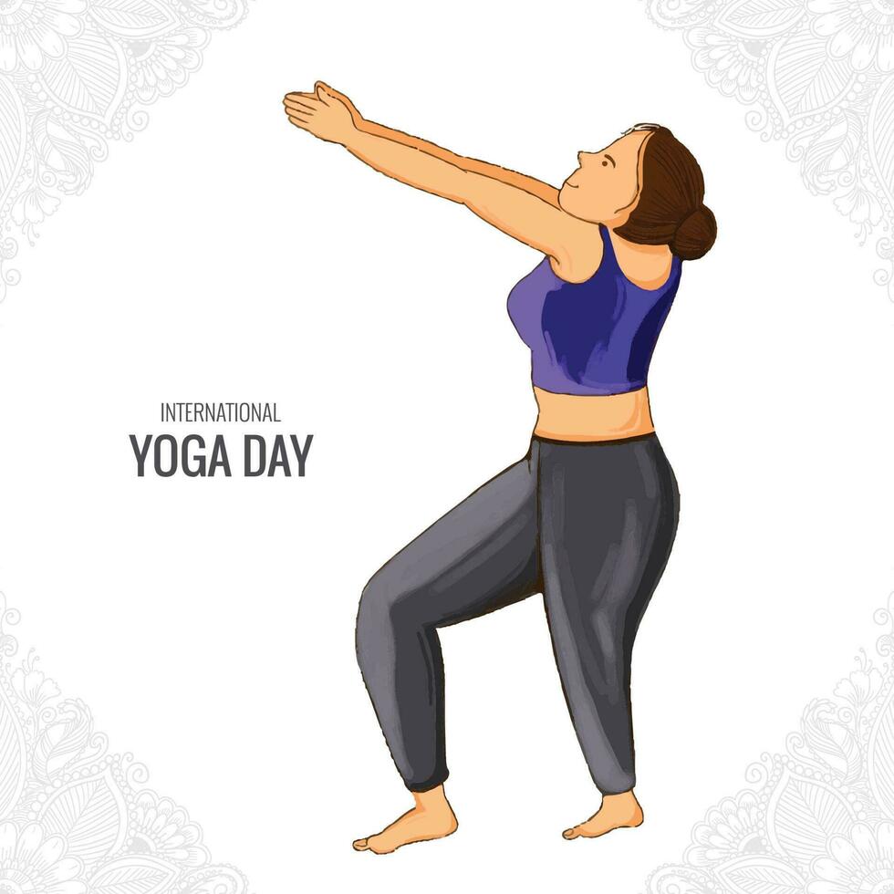 mooi jong vrouw houdingen en poses Internationale yoga dag ontwerp vector