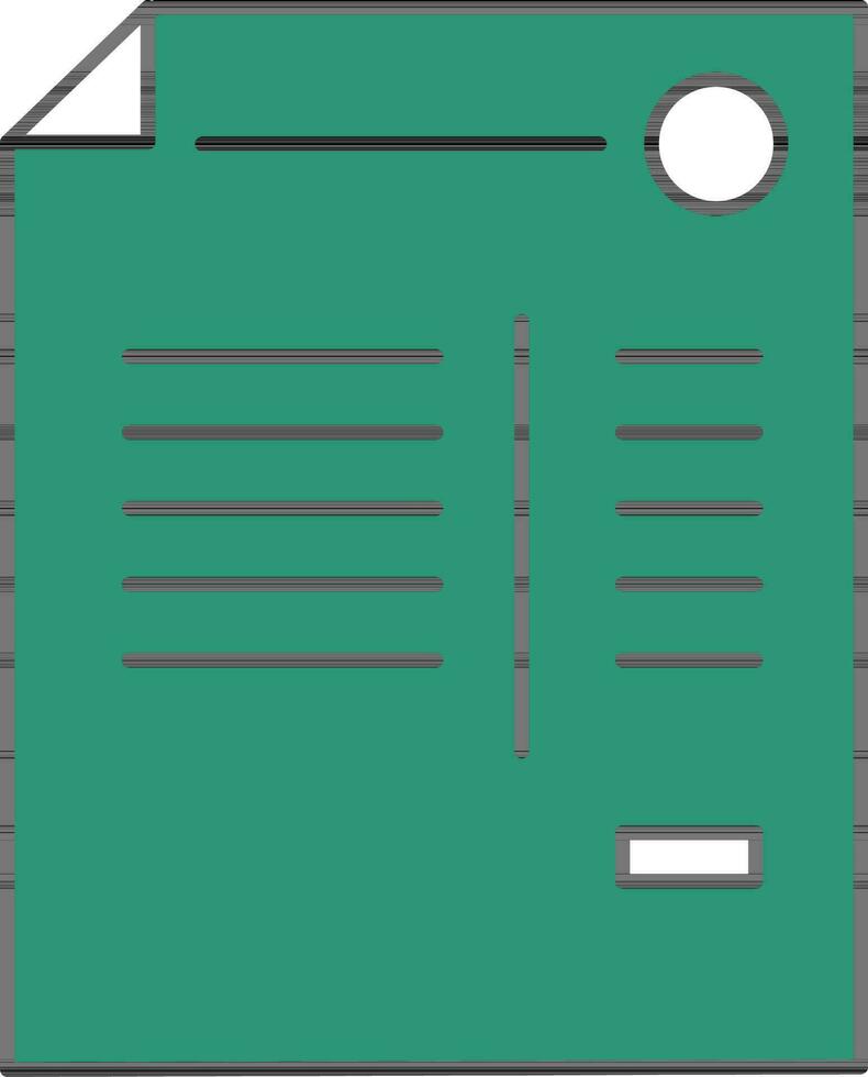 Bill of factuur icoon in groen en wit kleur. vector