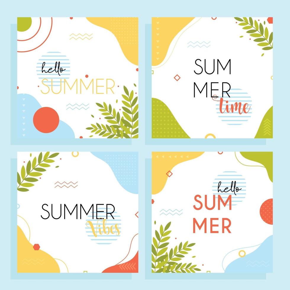 hallo zomer poster kaarten set vector