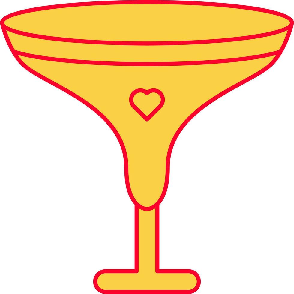 hart met cocktail glas geel en rood icoon. vector