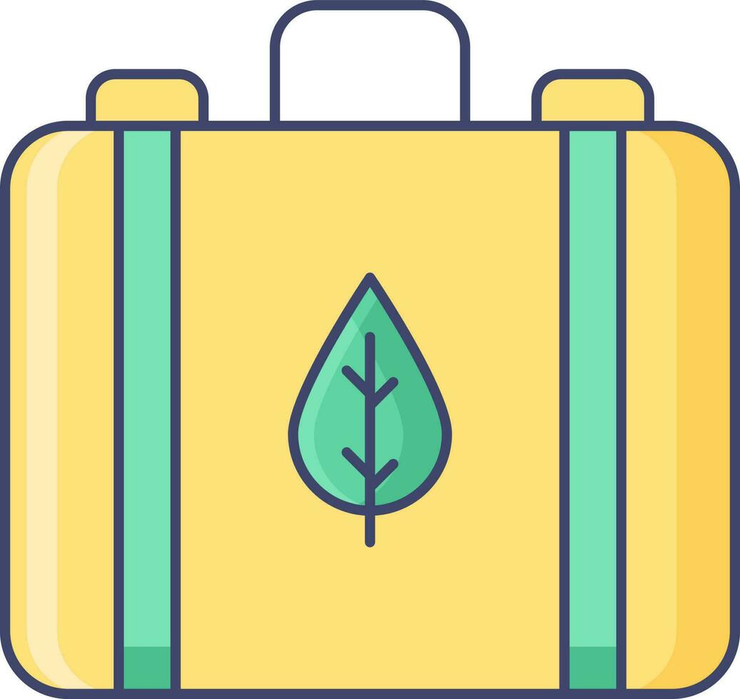 koffer met blad icoon in geel en groen kleur. vector