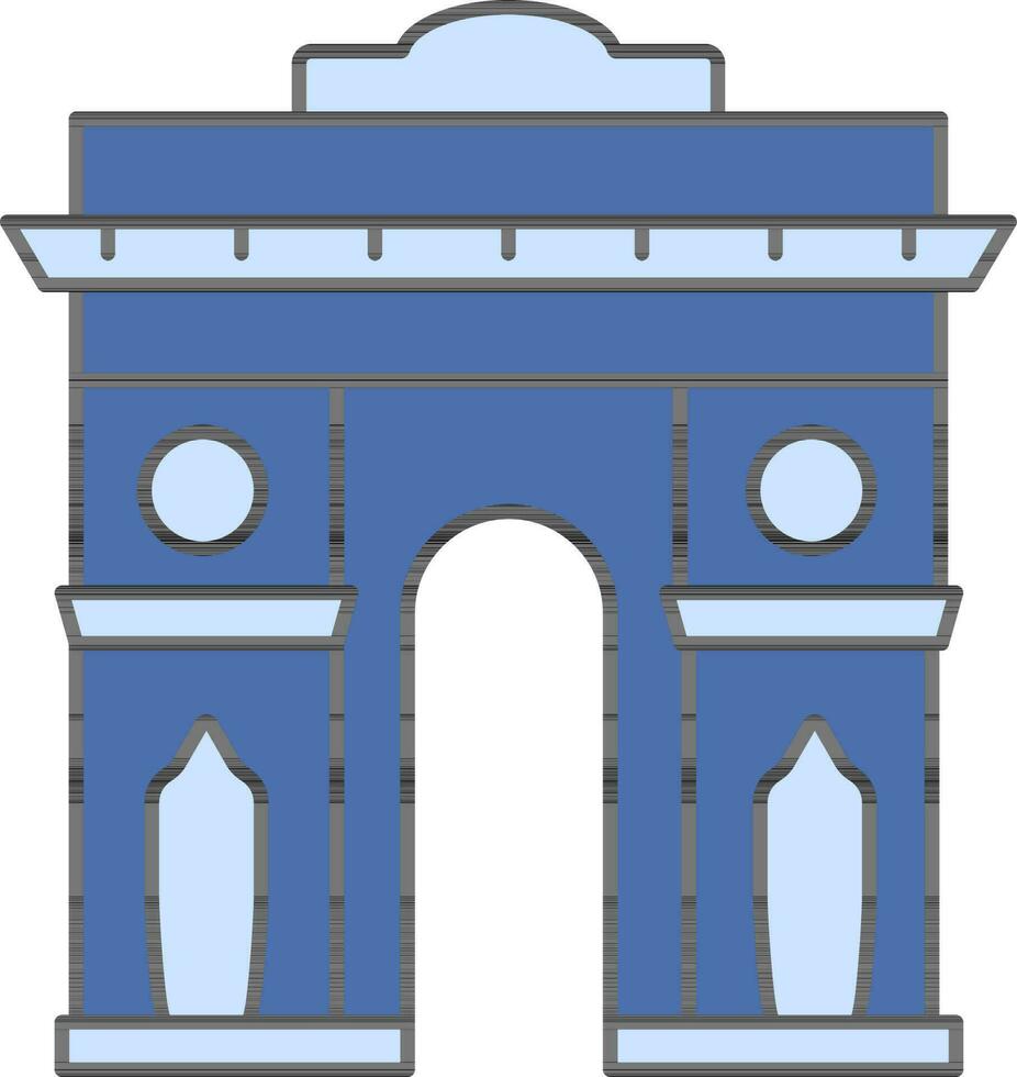 Indië poort icoon in blauw kleur. vector