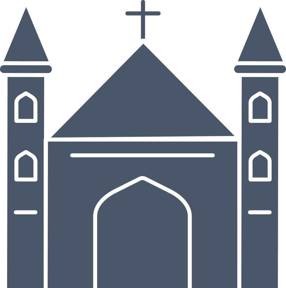 kerk icoon in grijsachtig blauw en wit kleur. vector