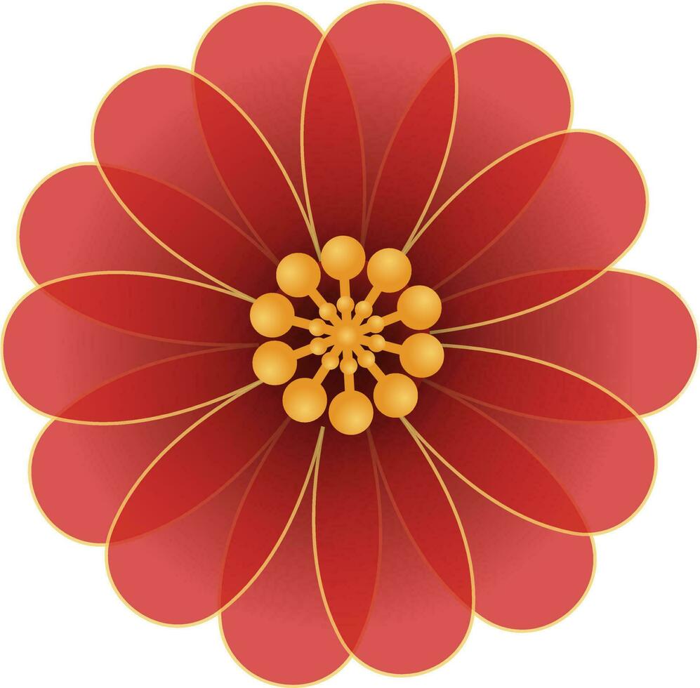 mooi bloem element in rood en gouden kleur. vector