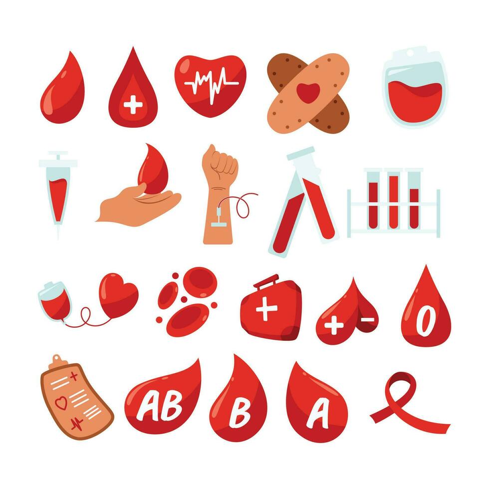 bloed schenker element illustratie. hand- getrokken vector illustraties. hematologie pictogrammen set. schenken bloed, Gezondheid zorg concept. wereld bloed schenker dag. modieus digitaal kunst. geïsoleerd Aan wit achtergrond