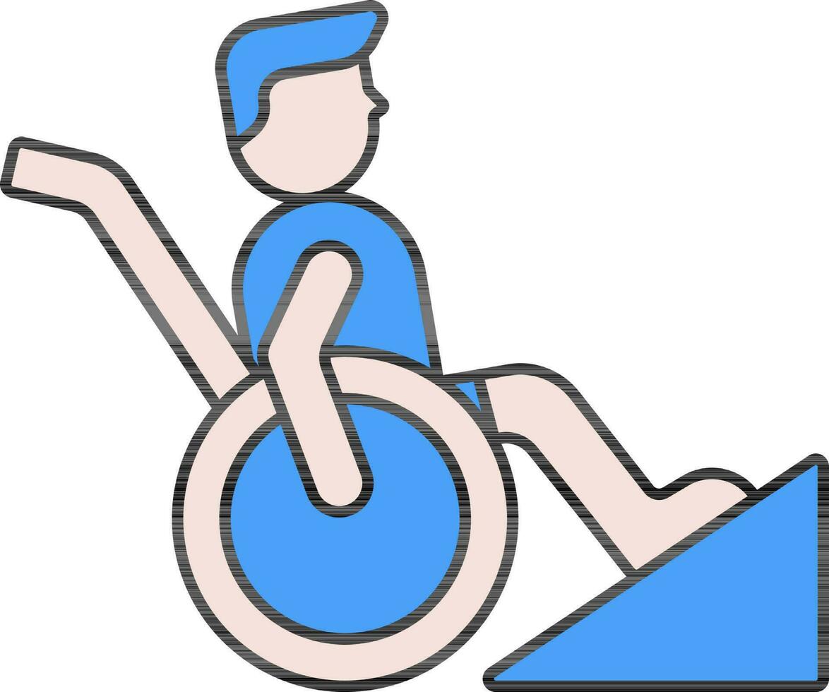 gehandicapt mensen oprit icoon in blauw en roze kleur. vector