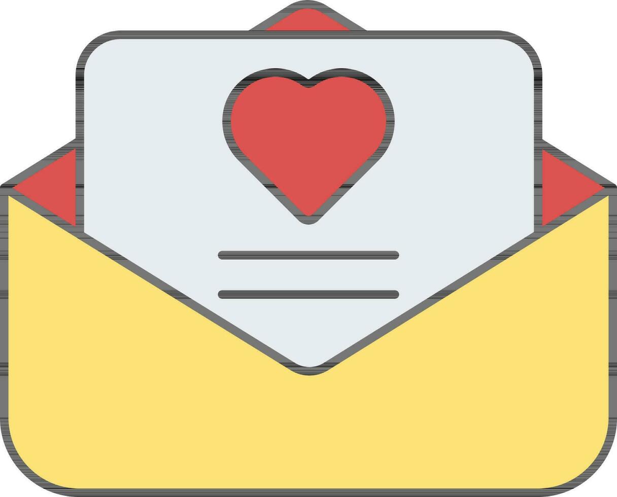 geel en rood liefde kaart of brief icoon. vector