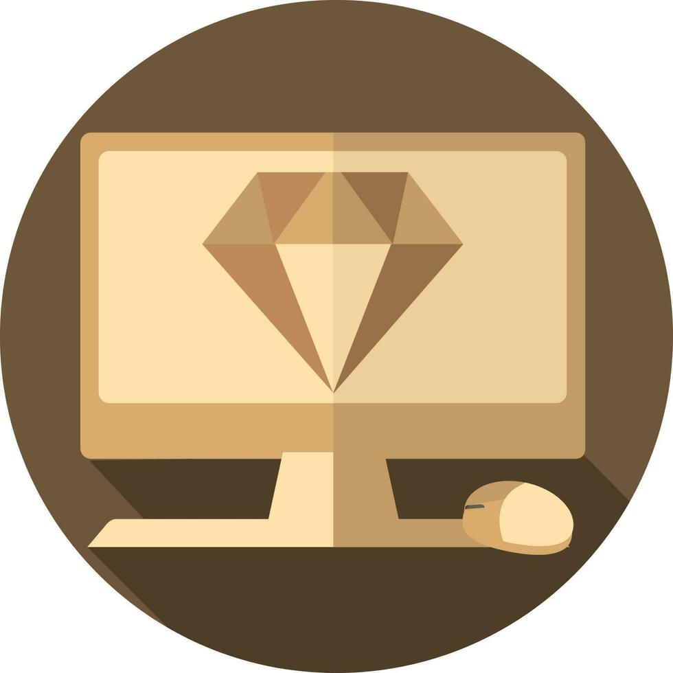 diamant in bureaublad met muis icoon Aan bruin achtergrond.. vector