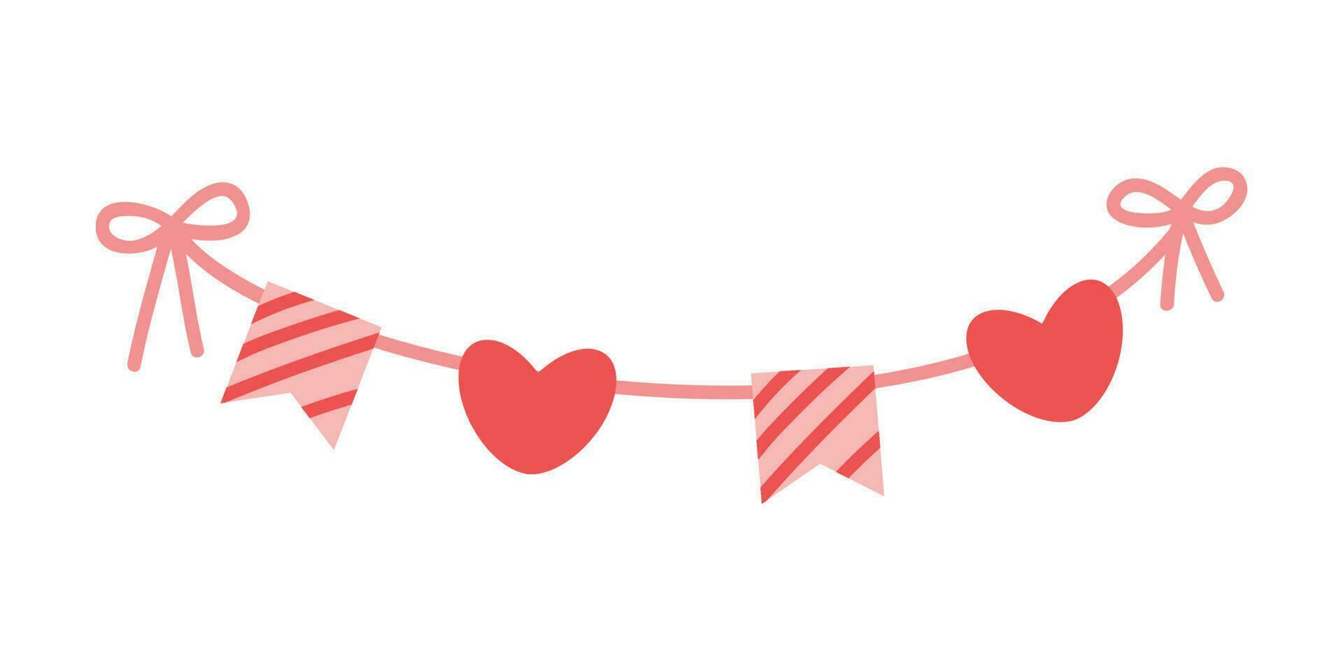 schattig roze vlak Gorzen slingers, vlaggen. viering decor. valentijnsdag dag. schattig wijnoogst hartvormig haveloos chique textiel vlaggedoek vlaggen ideaal voor Valentijnsdag dag, bruiloften, verjaardagen, bruids douche vector