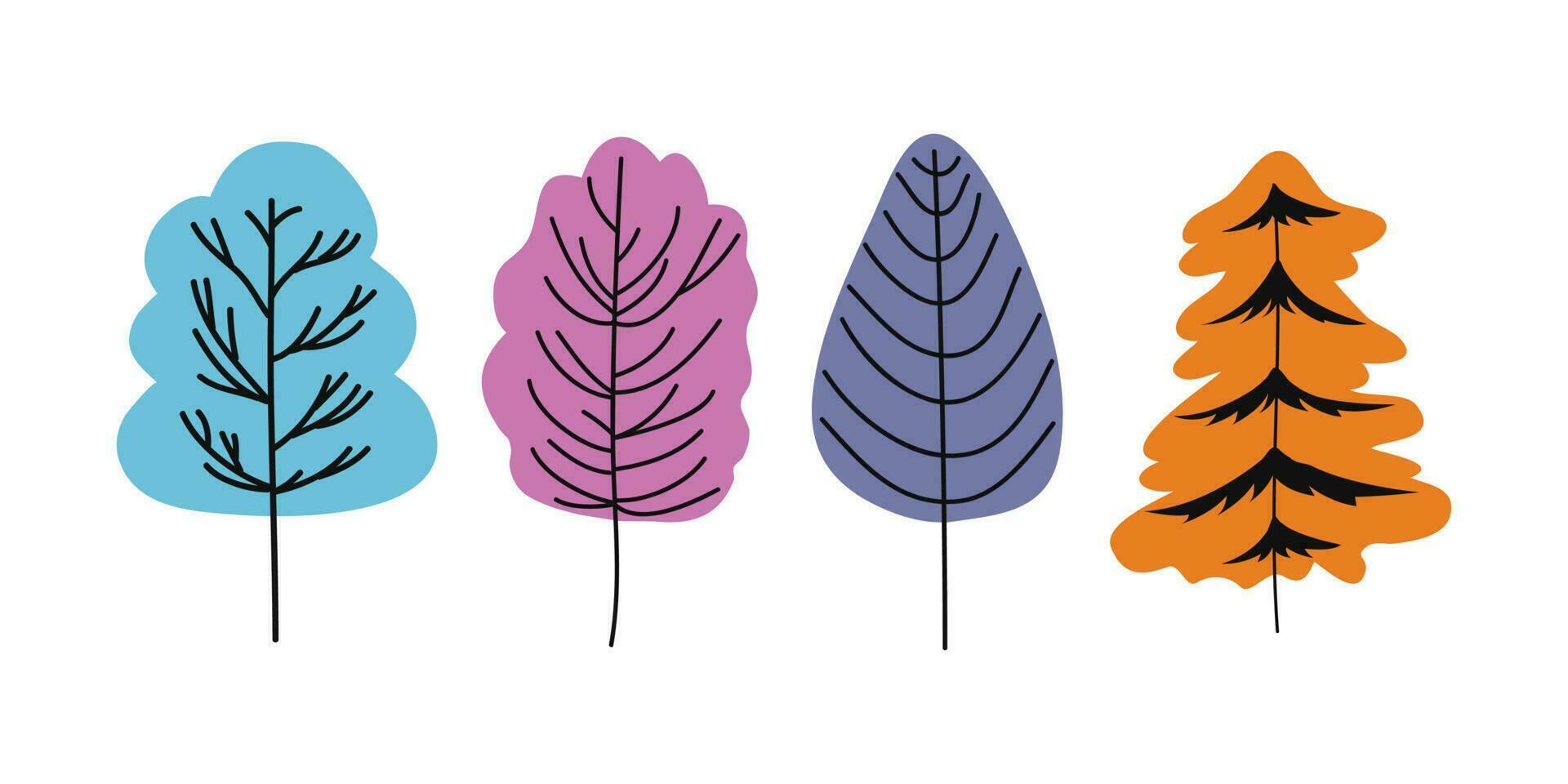 tekenfilm boom geïsoleerd Aan een wit achtergrond. gemakkelijk modern stijl. schattig planten, Woud, vector vlak illustratie. zomer, voorjaar bomen.