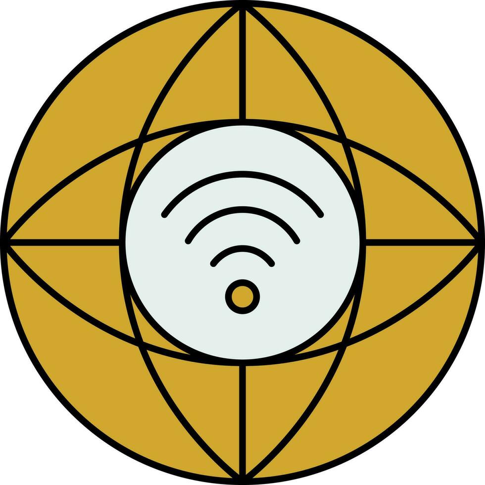 globaal Wifi icoon in blauw en geel kleur. vector