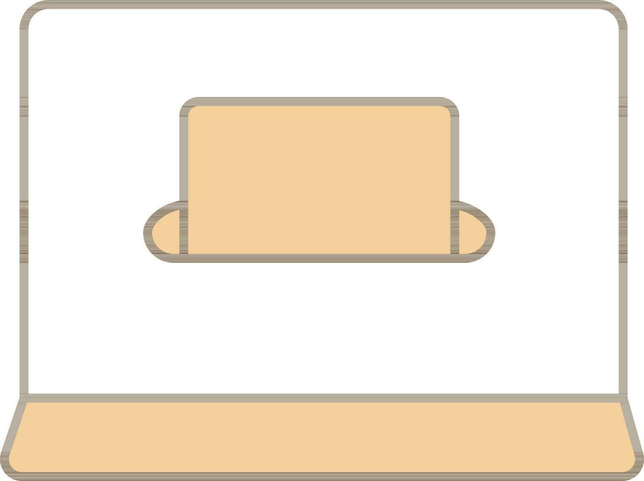 wit en bruin kleur online stemmen in laptop icoon. vector