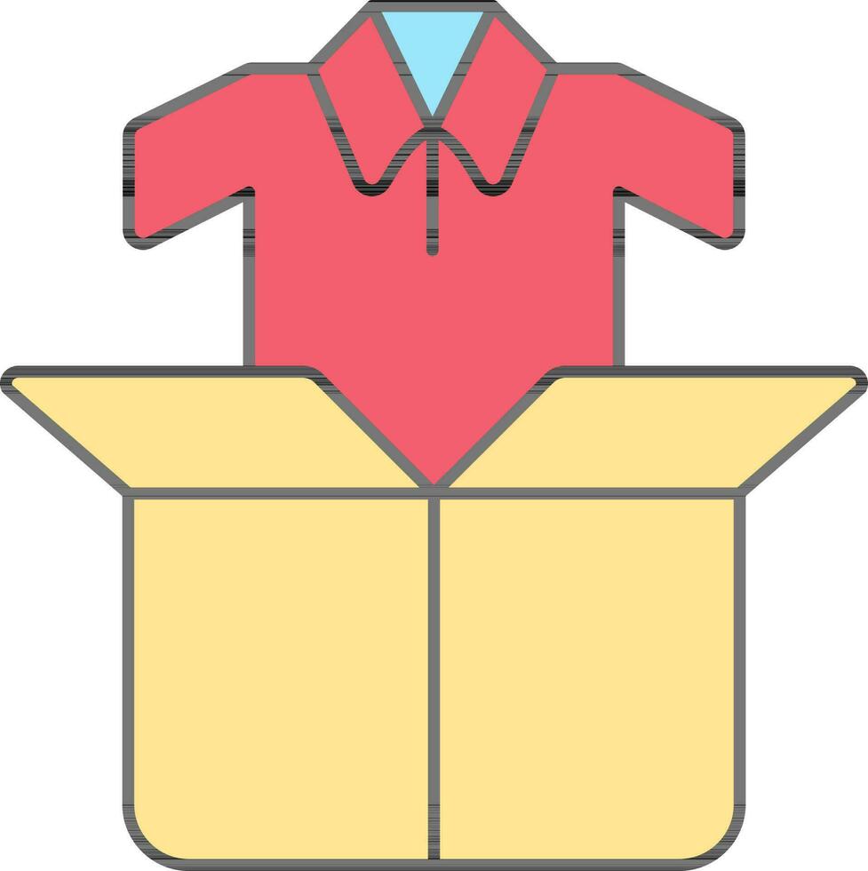 illustratie van overhemd in doos roze en geel icoon. vector
