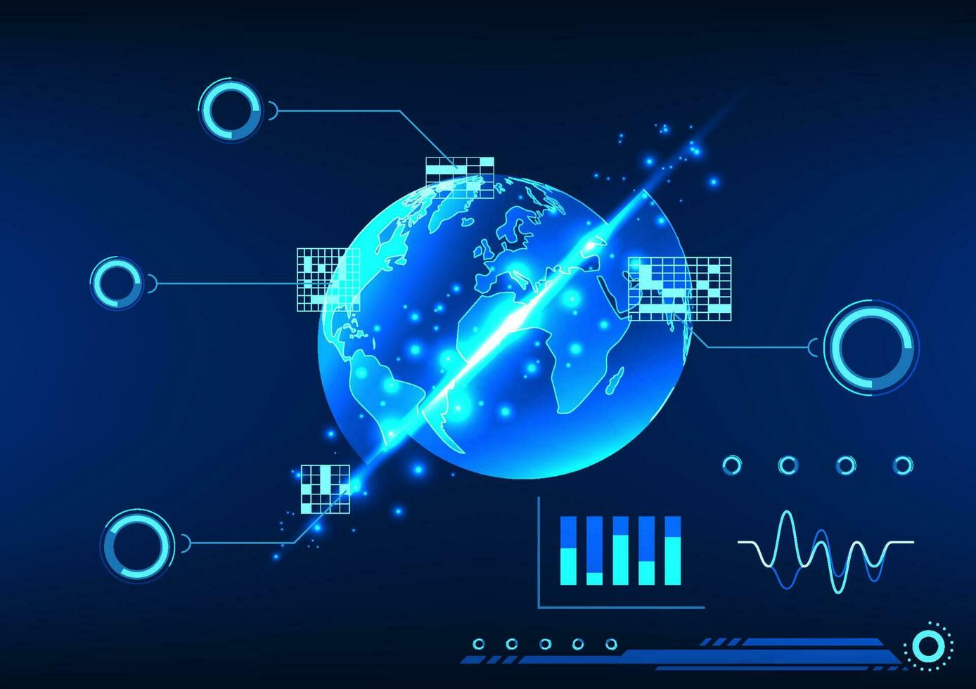 aarde technologie achtergrond verwijst naar naar scannen naar vind informatie door de internet netwerk dat kan toegang informatie overal in de wereld. of aan het doen Internationale bedrijf vector