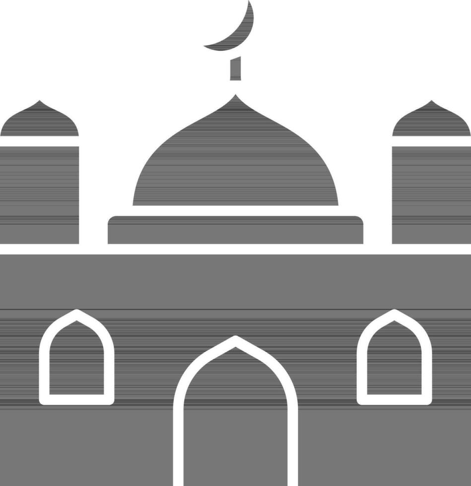 moskee icoon in zwart en wit kleur. vector