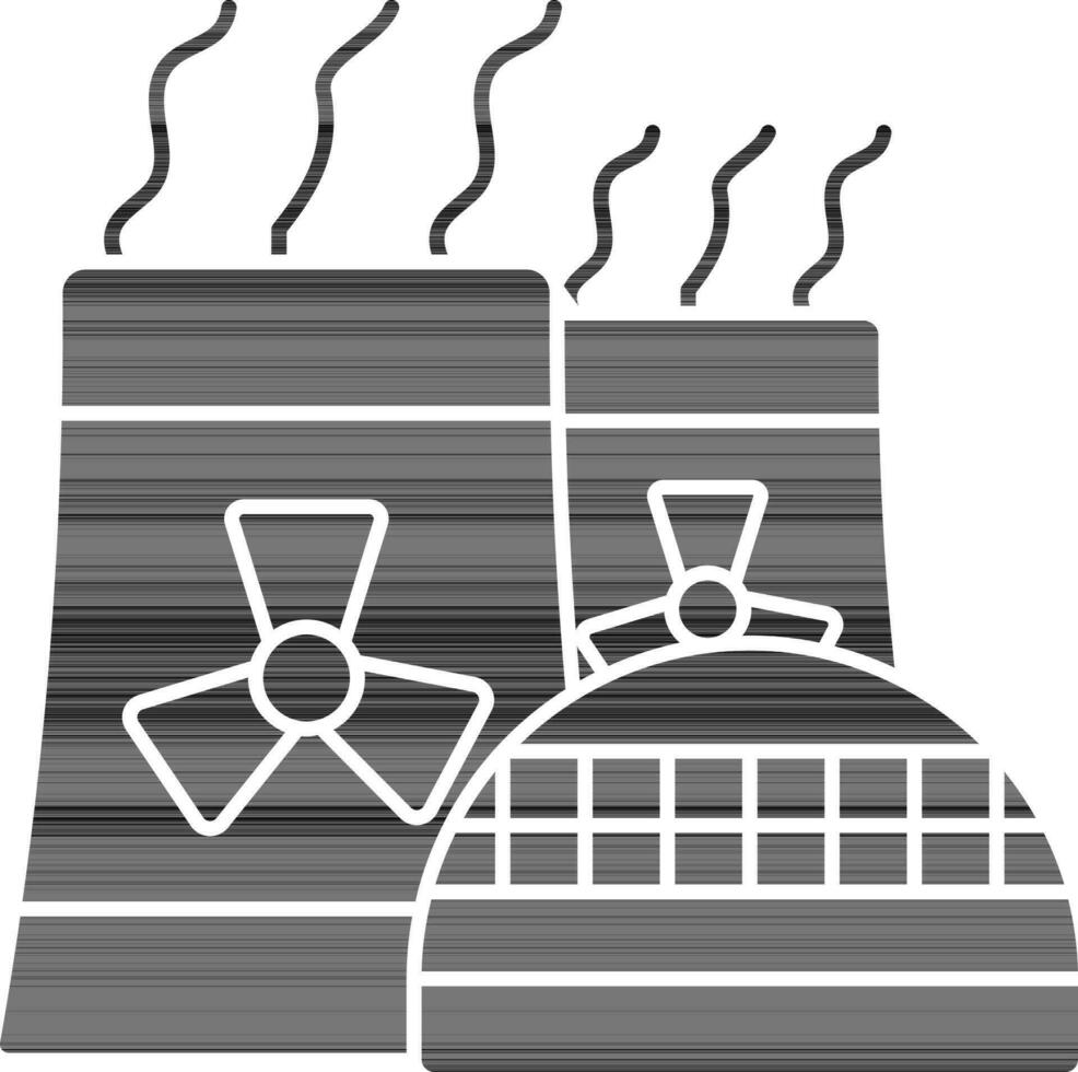 nucleair macht fabriek icoon in zwart en wit kleur. vector