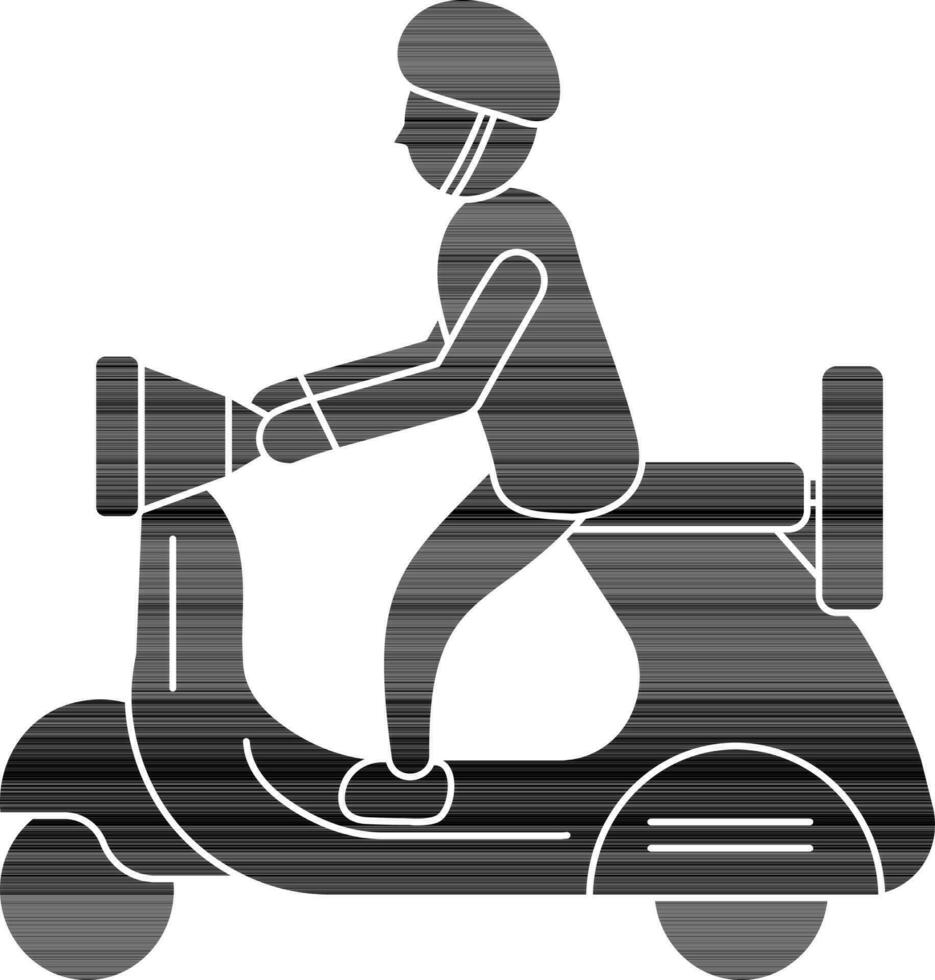 illustratie van Mens het rijden scooter icoon in glyph stijl. vector