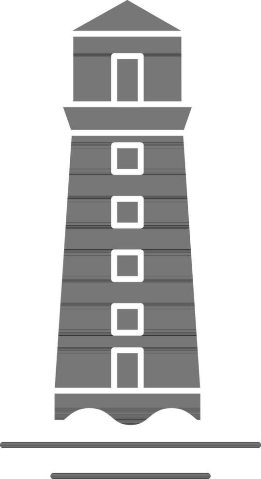 illustratie van vuurtoren icoon in zwart en wit kleur. vector